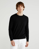Хлопковый трикотажный джемпер с круглым вырезом Benetton 10CVU1N60_100, Цвет: Черный